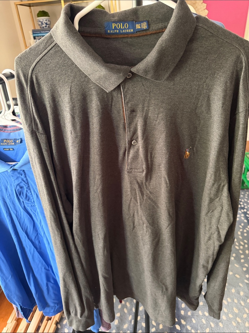 Polo by Ralph Lauren Long-Sleeve Polo Shirt - Charcoal Gray